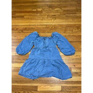 Old Navy Women's Blue Denim Tunic Top Boho Blouse Size Medium Square Neckline